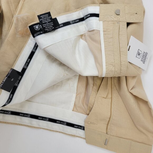 Stacy Adams Mens Tan Linen/Cotton Dress Summer Wedding Work Pants 46/34 NWT - Picture 8 of 10